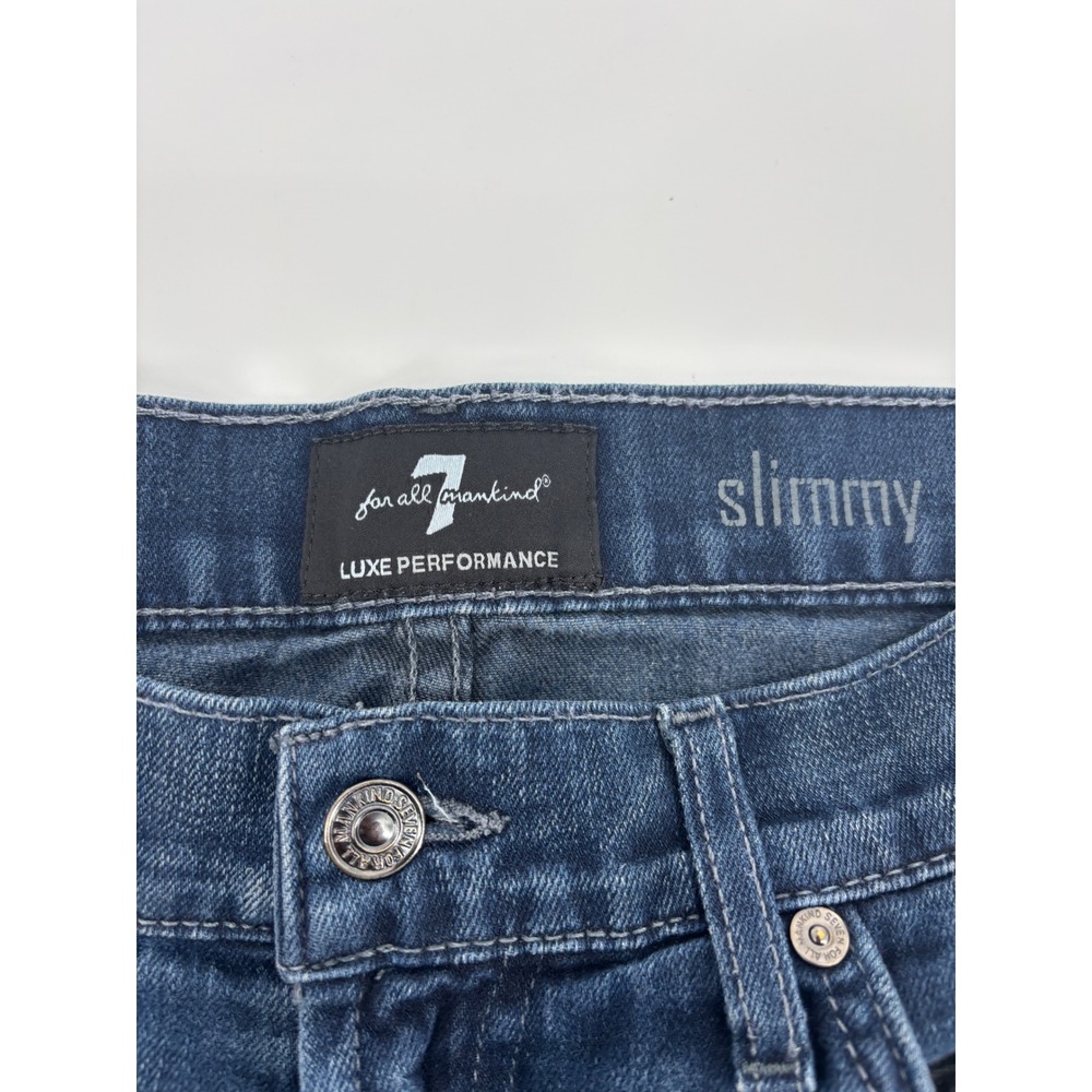 7 For All Mankind Slimmy Luxe Performance Mens Dark Wash Slim Straight Jeans 33 - Picture 7 of 12